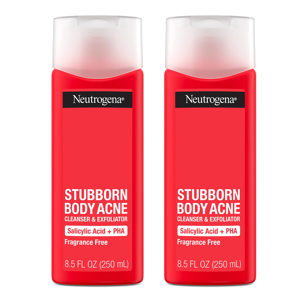 Neutrogena Stubborn Acne Body Wash & Exfoliating Cleanser, 8.5 oz | Salicylic Acid & PHA, Chest & Shoulder Acne Treatment, Gently Clears, Exfoliates & Helps Prevent Breakouts, Fragrance Free
