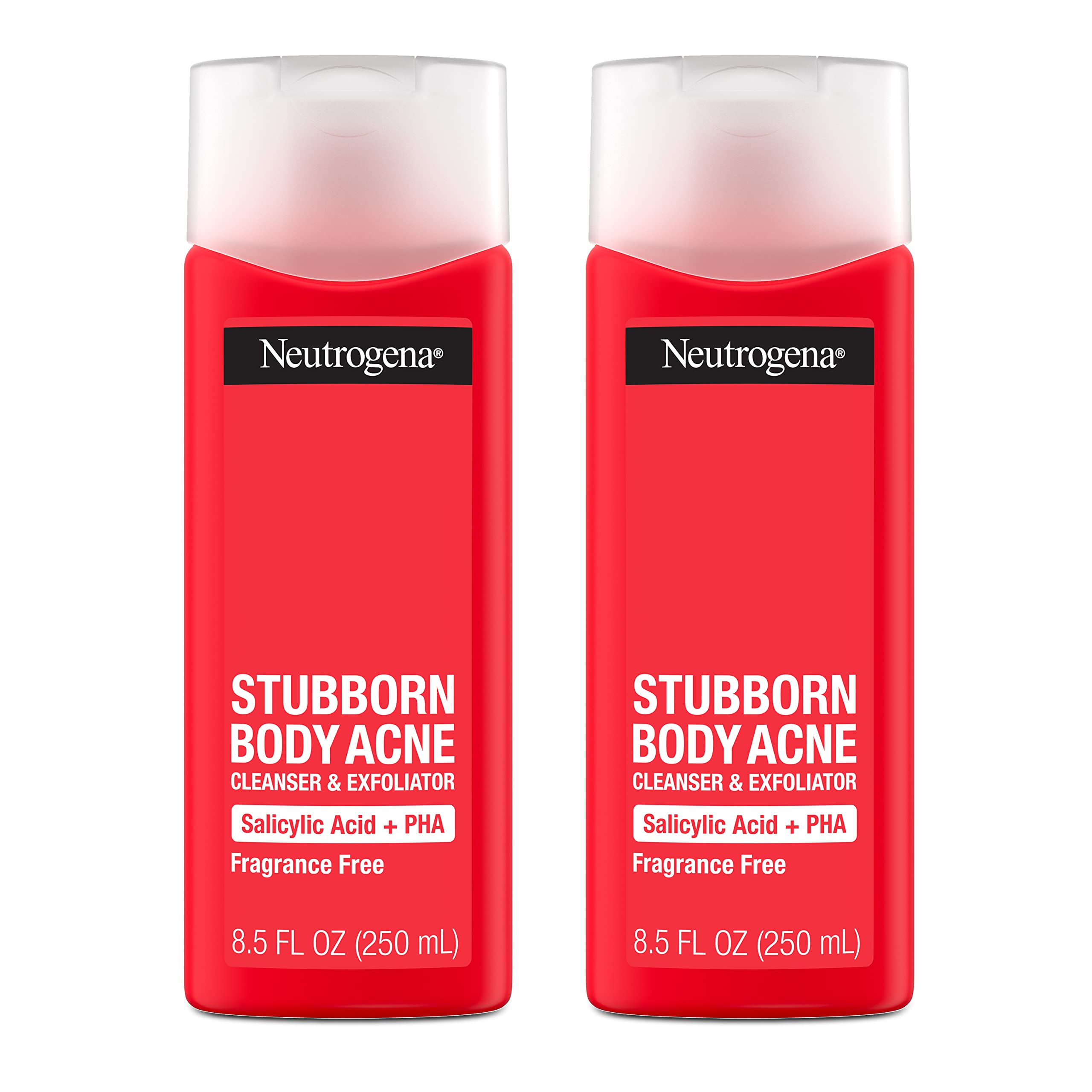 Neutrogena Stubborn Acne Body Wash & Exfoliating Cleanser, 8.5 oz | Salicylic Acid & PHA, Chest & Shoulder Acne Treatment, Gently Clears, Exfoliates & Helps Prevent Breakouts, Fragrance Free
