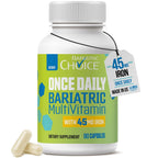 Bariatric Choice Once Daily Bariatric Multivitamin with Iron 45mg, 3 Months | 3-Mo Supply, Once Daily Easy-to-Swallow Capsule for Gastric Bypass & Sleeve Patients – High Potency Vitamins A, D, B12, More