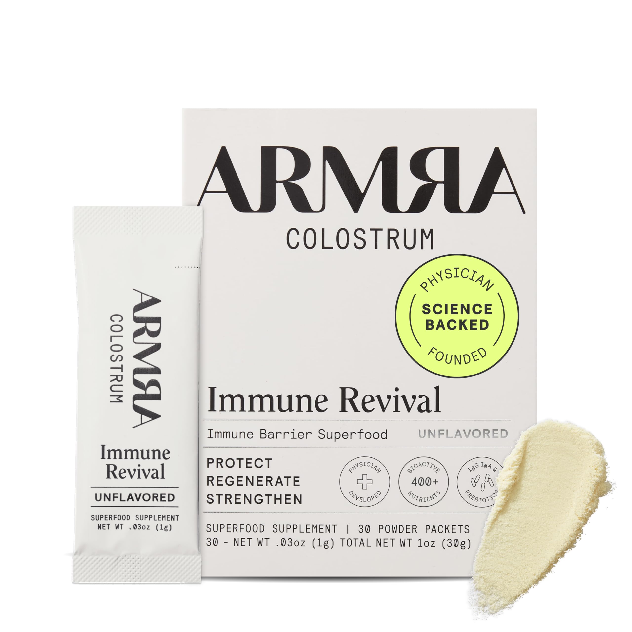 Buy now ARMRA Colostrum Powder | Unflavored | Gut Health & Bloating | Skin & Hair | Immunity | Keto, Gluten & Fat-Free | 30 Servings at indiglob india