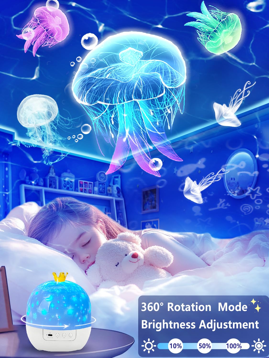 21 Sets of Films, Projector Night Light for Kids Bedroom, Ceiling, Baby Night Light Projector, Star Galaxy Projector for 1-14 Years Old Baby Girls with 360° Rotation for Christmas, Nursery, Room Decor