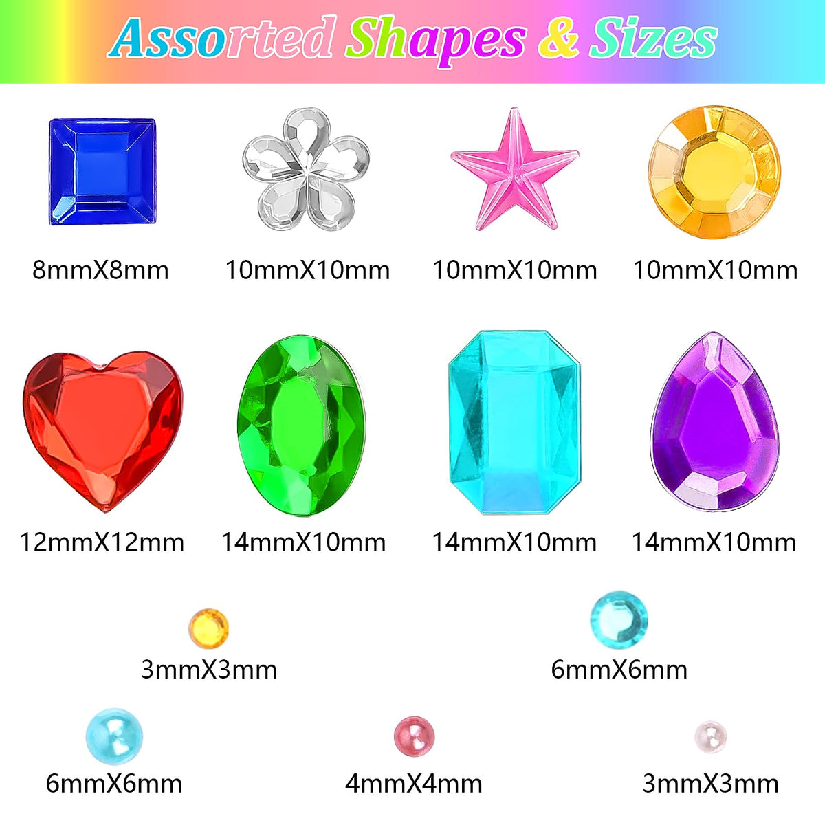 1782pcs Gem Stickers, Self Adhesive Rhinestones Stick on Jewel for Crafts