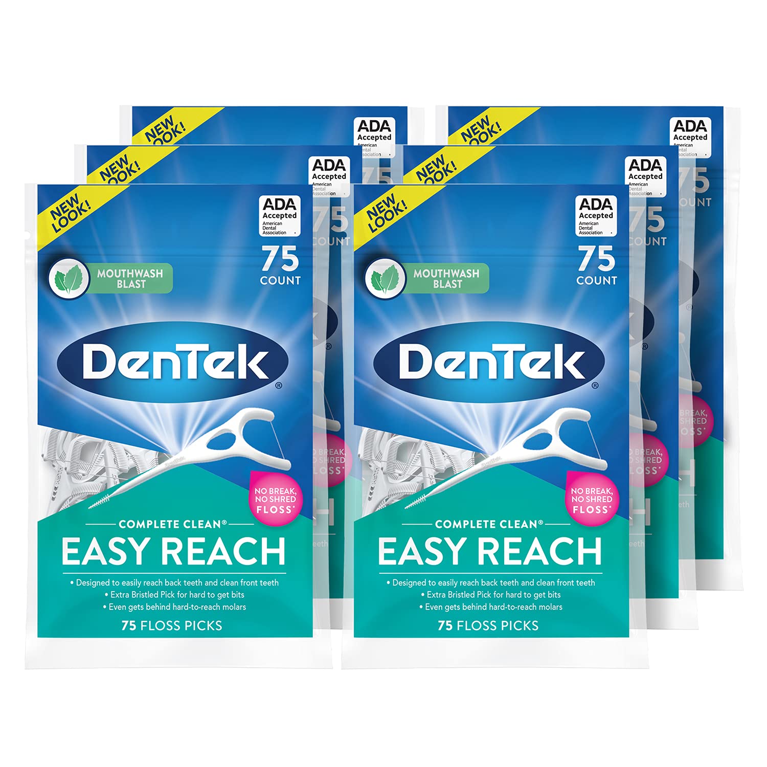 Buy now DenTek Complete Clean Easy Reach Floss Picks, No Break & No Shred Floss, 75 Count (Package May Vary) 75 Count (Pack of 6) Picks at indiglob india
