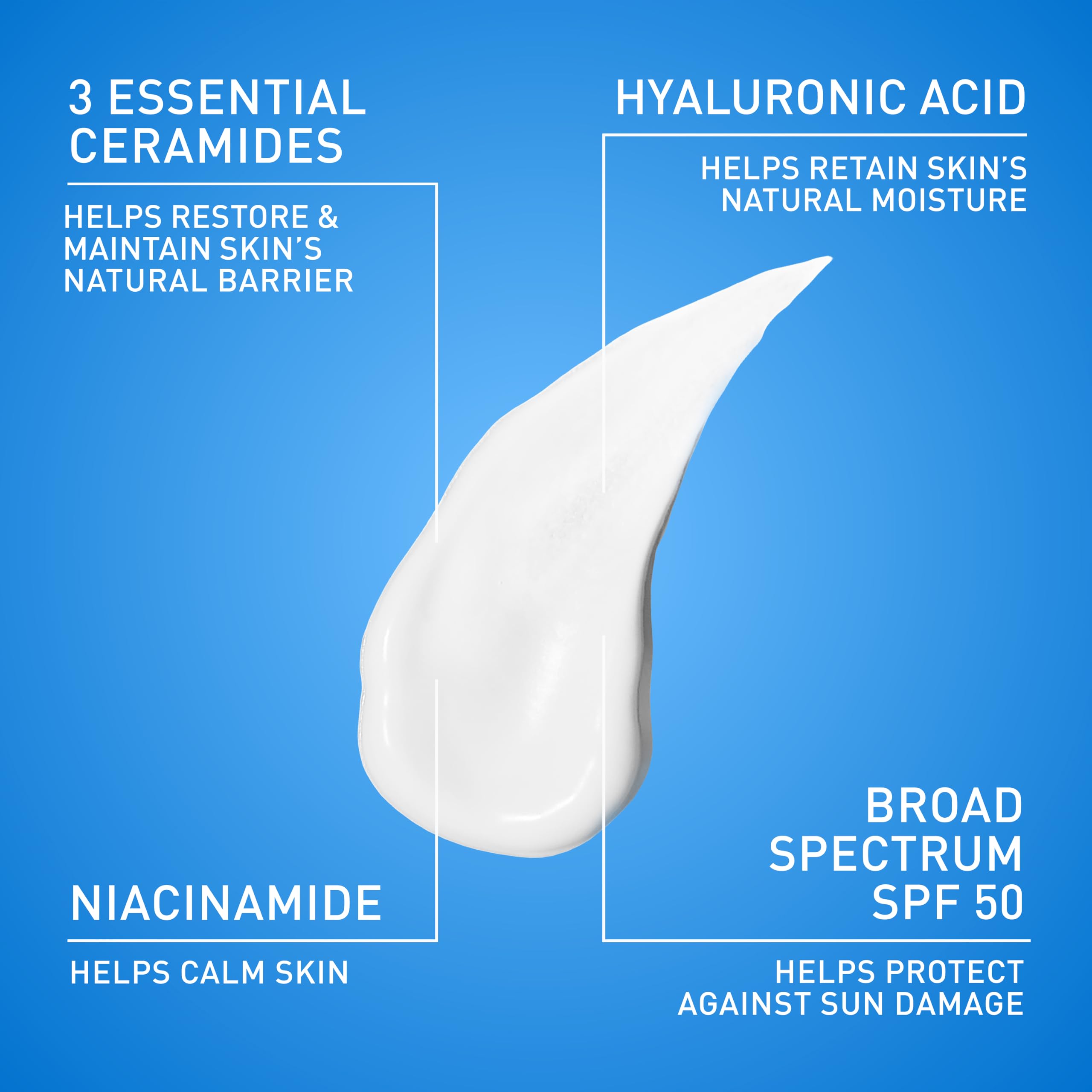 CeraVe AM Facial Moisturizing Lotion SPF 50, Face Moisturizer with SPF, 3oz | Travel Size Skin Care, Hyaluronic Acid and Niacinamide That Blends with No White Cast, Non-Greasy & Non-Comedogenic