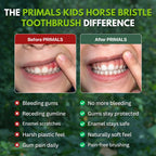 PRIMALS Kids Horse Bristle & Bamboo Toothbrush (4-Pack) - Soft & Healthy Horse Bristles - Zero Microplastics - Fully Biodegradable - Quick Dry Design