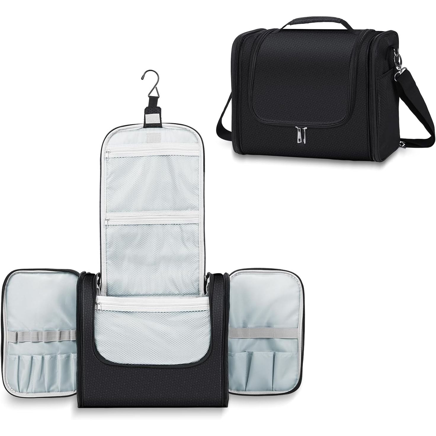 Buy now Buruis Extra Large Capacity Toiletry Bag for Women and Men, Hanging Toiletry Organizer Cosmetics Makeup Bag, Water-resistant Dopp Kit for Full Sized Toiletries, Travel Essentials (Blue) X-Large Black at indiglob india
