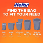 Hefty Small Garbage Bags, Unscented, 4 Gallon, 34 Count