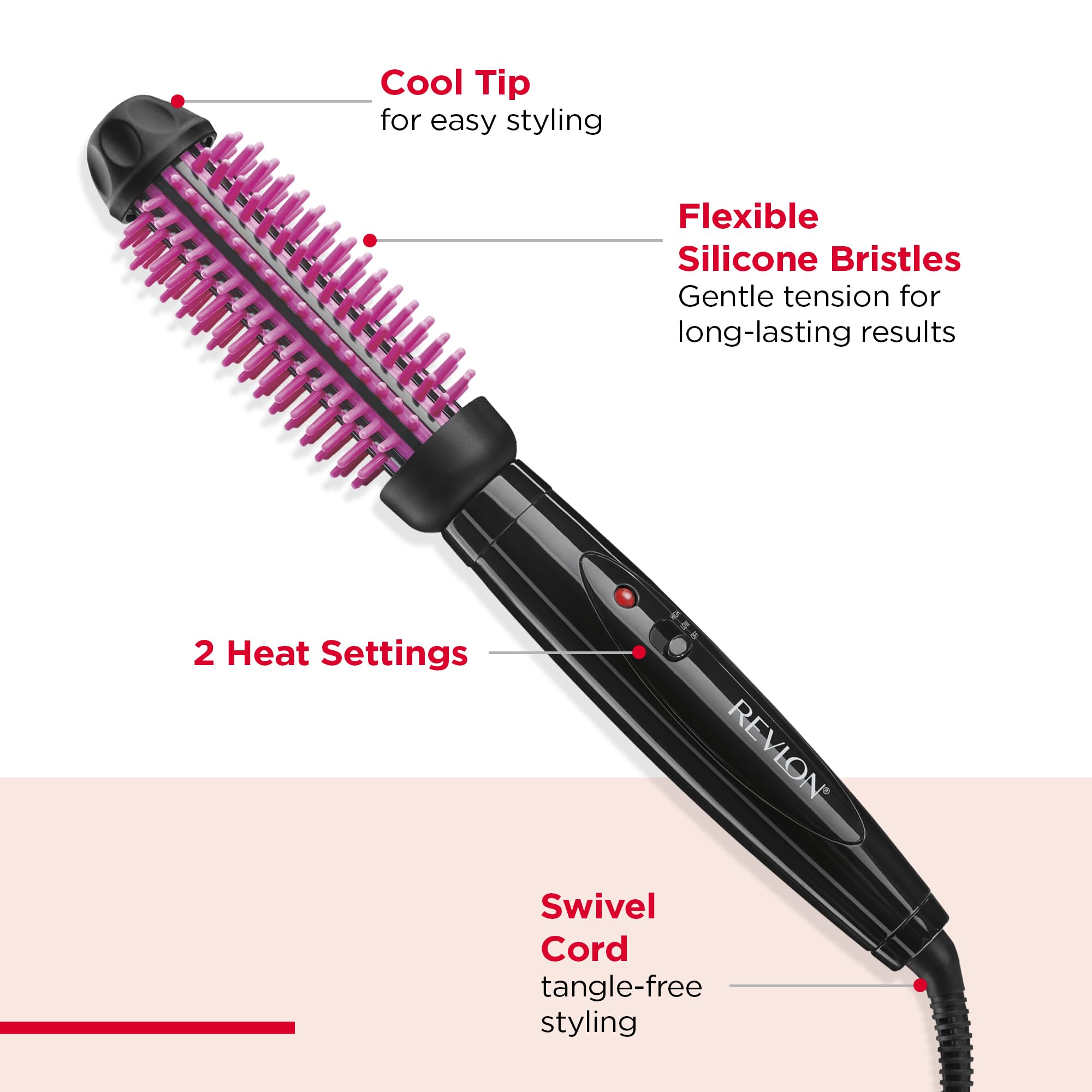 Buy now REVLON Silicone Bristle Heated Hair Styling Brush | Fast, Long Lasting Volume for Easy Styling | 1" Barrel for Full Body and Smooth Styles (Black/Pink) at indiglob india