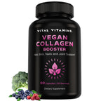 Vital Vitamins Vegan Collagen Booster Supplements, 60 Capsules | Supports Skin, Hair, Nails & Joints, Formulated with 30+ Superfoods, Hyaluronic Acid, Silica & Vitamin A, Non-GMO