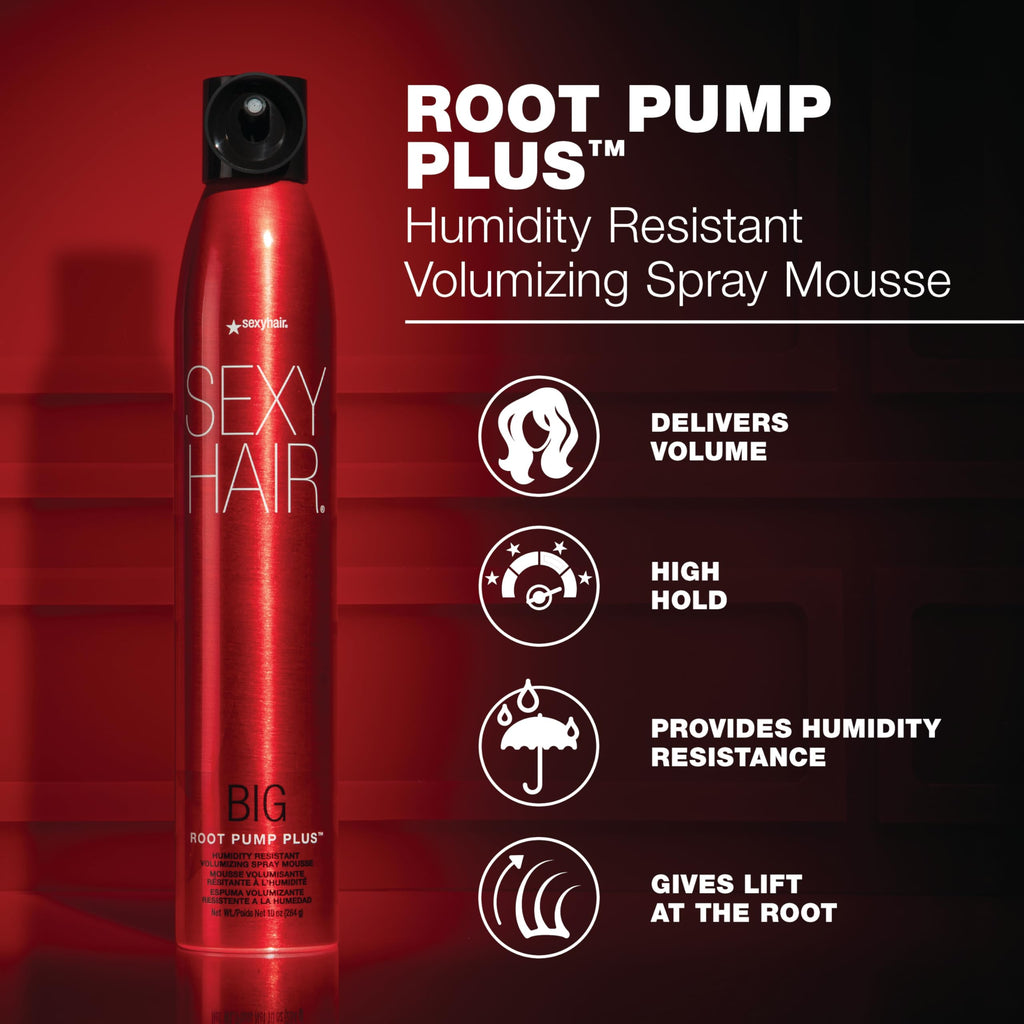 SexyHair Big Root Pump Plus Volumizing Spray Mousse | Volume with High Hold | Up to 72 Hour Humidity Resistance