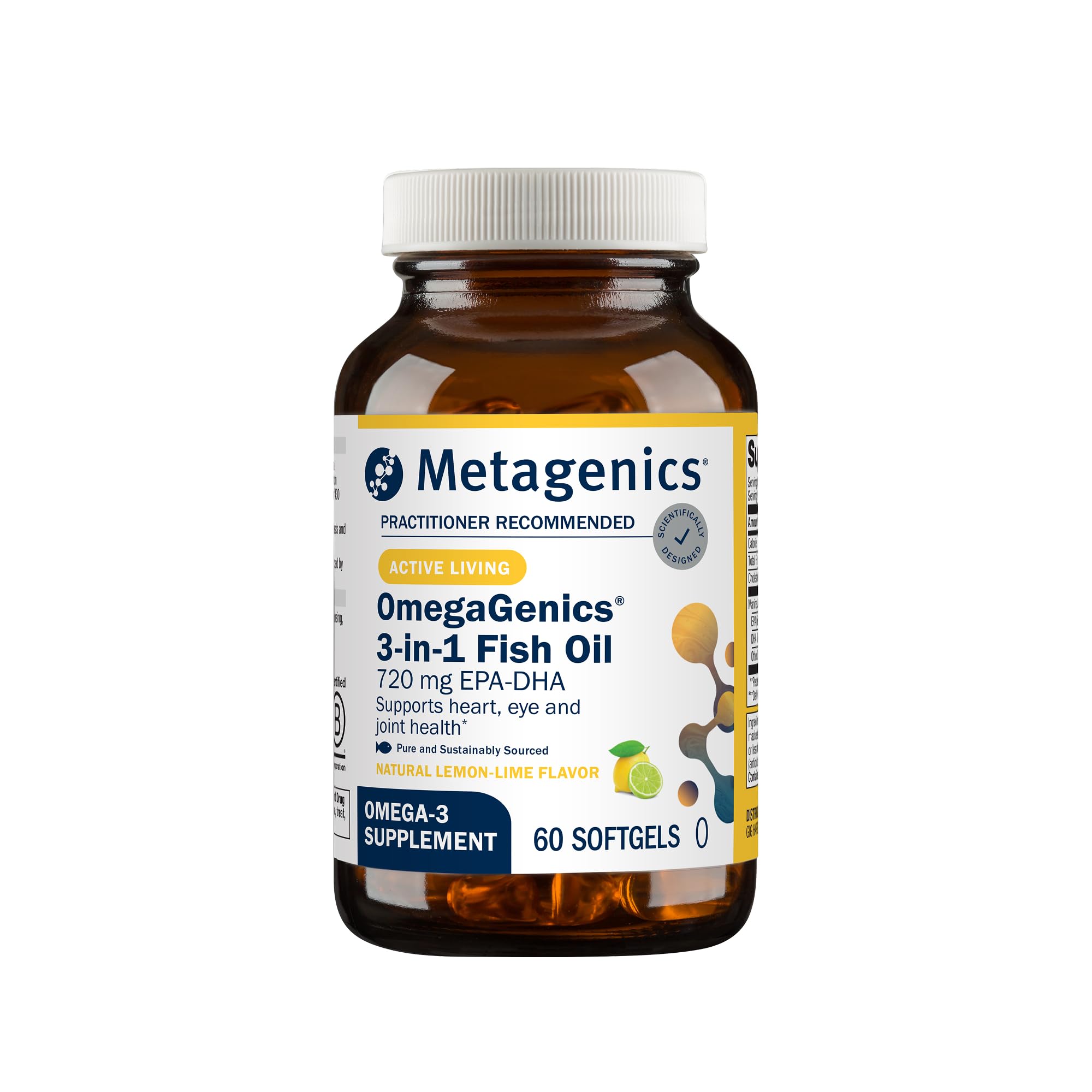 Metagenics OmegaGenics Fish Oil EPA-DHA 720 mg, 60 Softgels | High Potency Omega-3 Supplement, Supports Heart, Joint, Brain and Immune Health, Sustainably Sourced, Purity-Tested Fish Oil