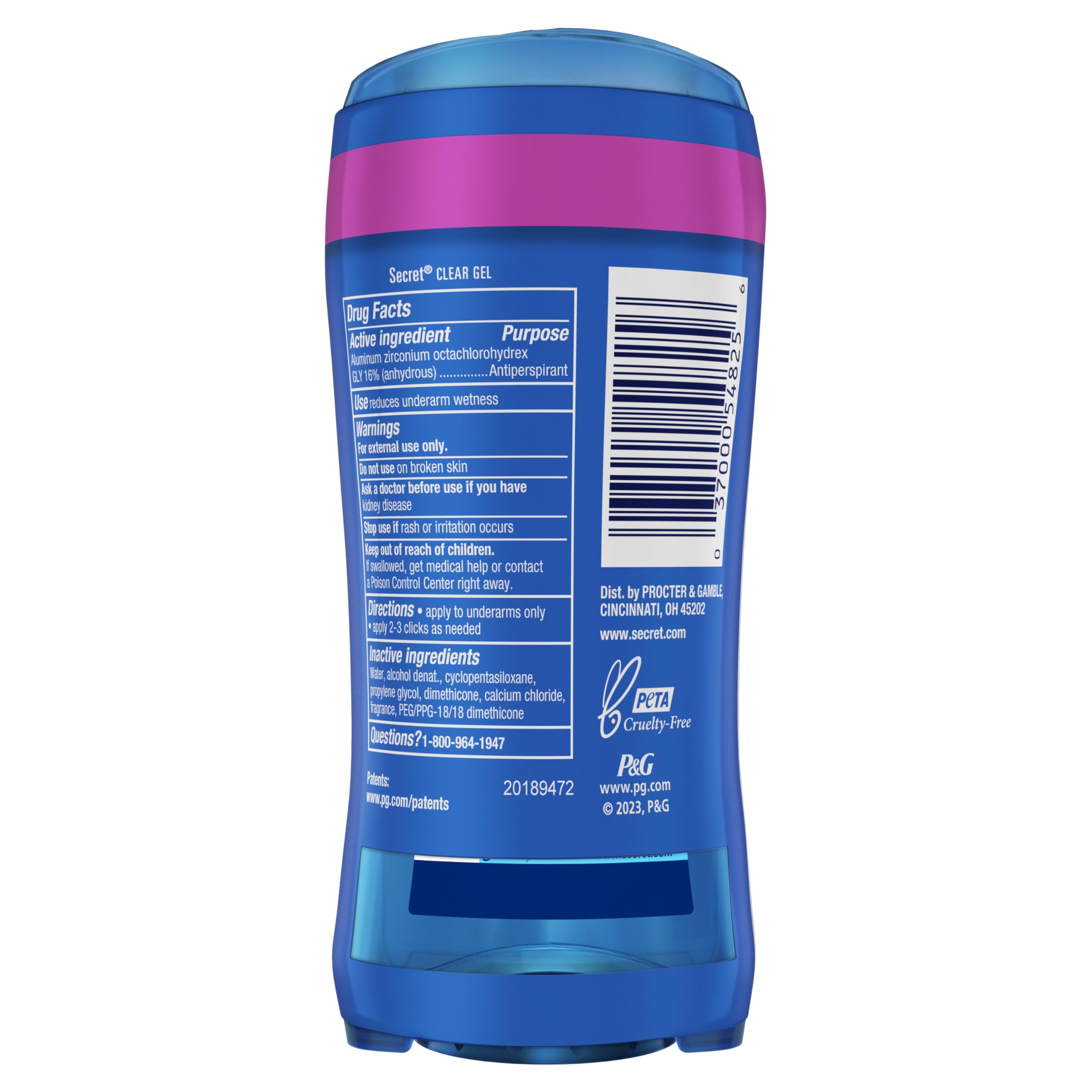 Secret Outlast Antiperspirant Deodorant for Women, 72hr Sweat & Odor Protection, PH Balancing Minerals, Pro-Hyaluronic Acid, Clear Gel, Completely Clean Scent, 2.6 oz (Pack of 2)