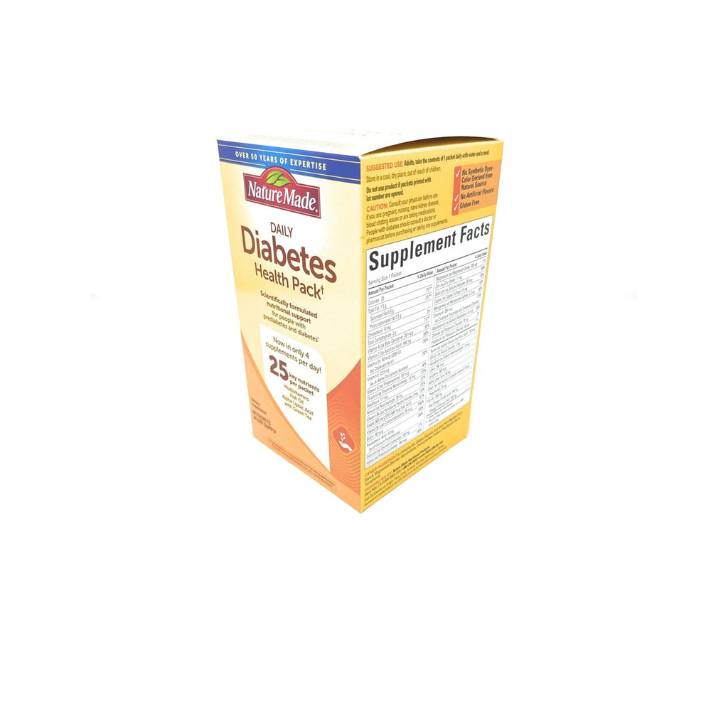 Nature Made Daily Diabetes Health Pack, Dietary Supplement for Nutritional Support, 60 Packets,Now in only 4 Supplements per Day,25 Key nutrients per Packet