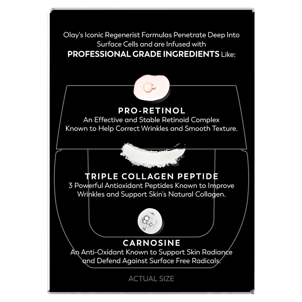 Buy now Olay Retinol Night Cream for Women, Anti-Aging Face Moisturizer, Fragrance-Free, Non Greasy - Anti-Wrinkle, Smooth Fine Lines, Hydrating Skin Care - Triple Collagen Cream, Peptide, Niacinamide, 1.7oz at indiglob india