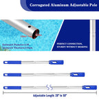 Poolvio Swimming Pool Cleaning Kit, 14'' Brush Head & 50'' Telescopic Aluminum Pole with Fine Mesh Skimmer Net - Perfect for Above Ground Pools, Spas, Hot Tub Fountains Blue (PK0140)