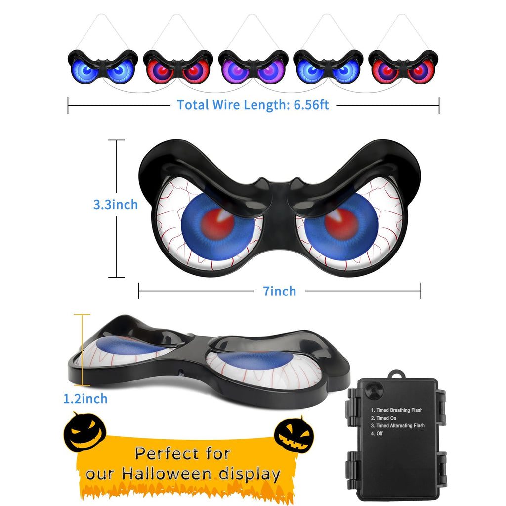 Halloween Decorations, 5 Pack Glowing & Flashing LED Eye Lights for Indoor/Outdoor Use, Bush, Yard, Window, Party