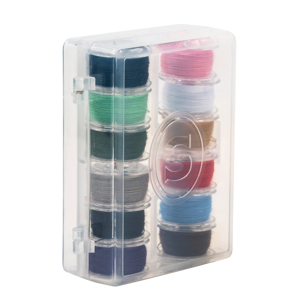 Buy now SINGER 21495 Class 15 Threaded Bobbins, Transparent, Assorted Colors, 12-Count at indiglob india