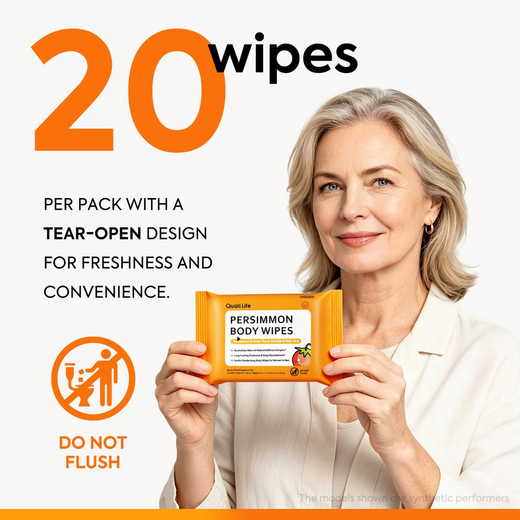 Persimmon Deodorant Wipes - Long-Lasting Odor Control - Fragrance-Free
