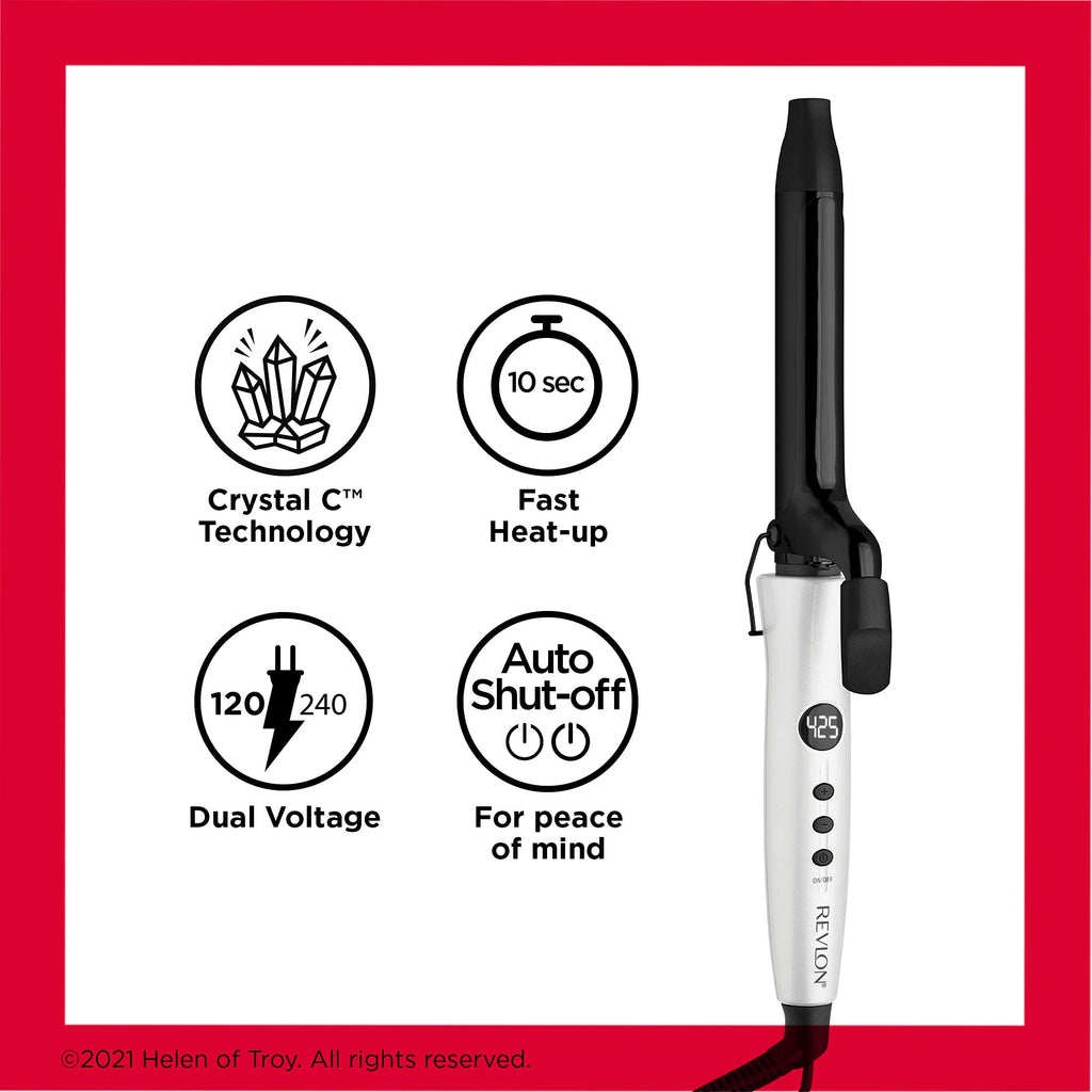 Buy now Revlon Crystal C + Ceramic Hair Curling Iron | Long-Lasting Shine and Less Frizz, (1 in) at indiglob india