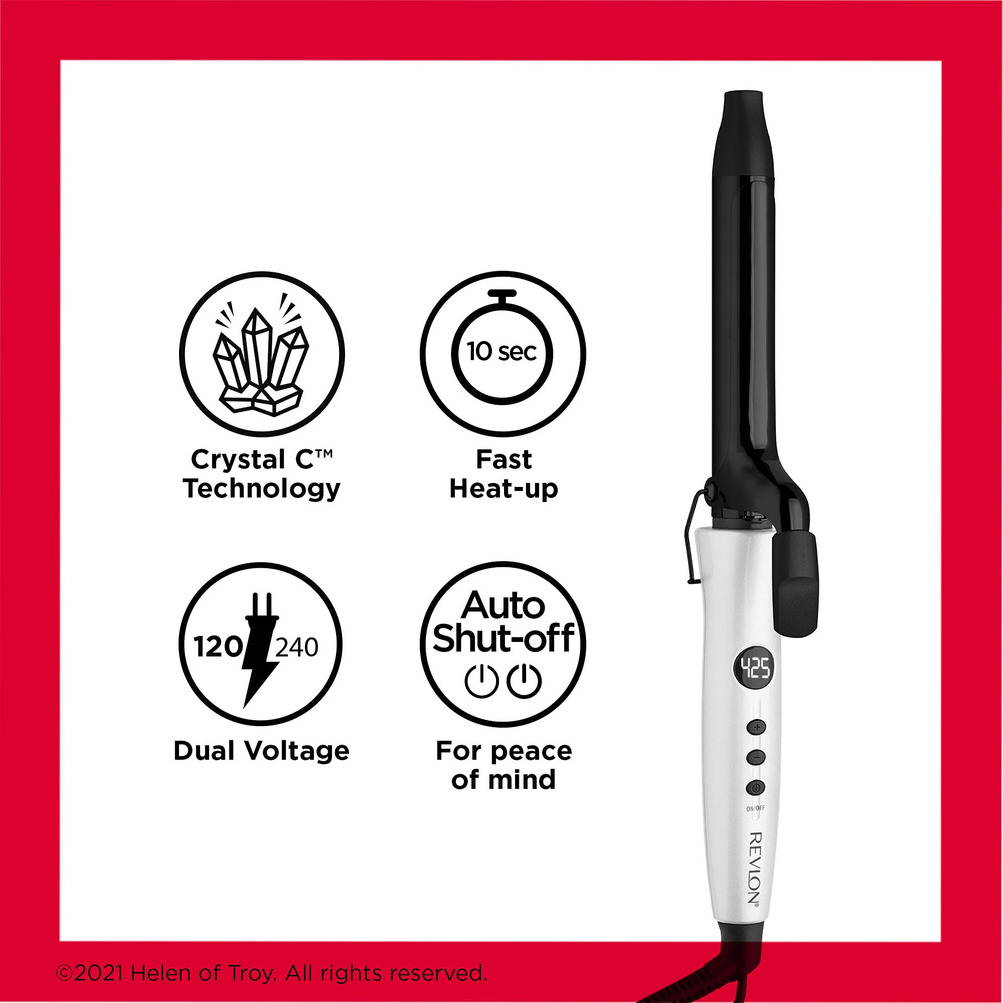 Buy now Revlon Crystal C + Ceramic Hair Curling Iron | Long-Lasting Shine and Less Frizz, (1 in) at indiglob india