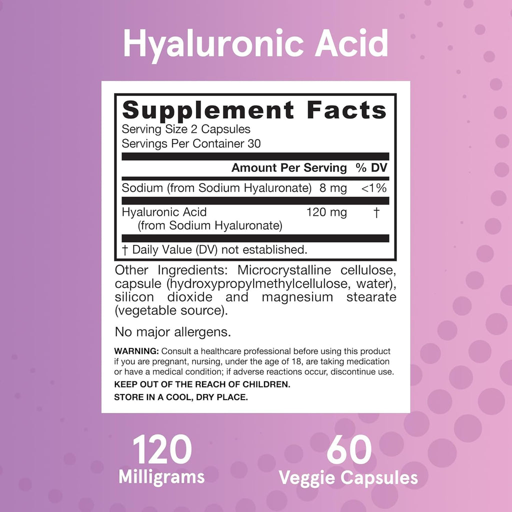 Buy now Jarrow Formulas Hyaluronic Acid 120 mg, Dietary Supplement, Skin Health Support, 60 Veggie Capsules, Up to 30 Day Supply at indiglob india