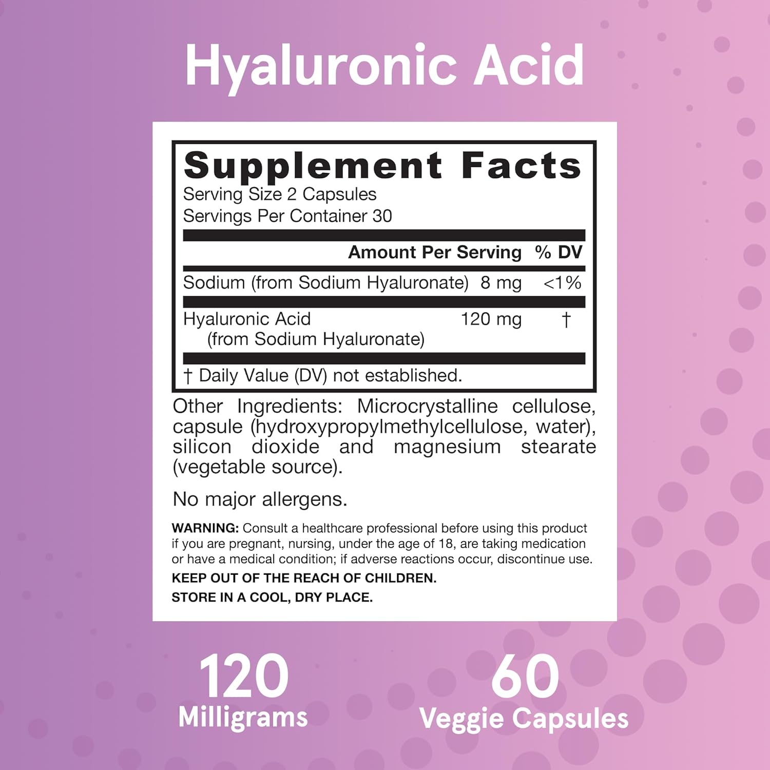 Buy now Jarrow Formulas Hyaluronic Acid 120 mg, Dietary Supplement, Skin Health Support, 60 Veggie Capsules, Up to 30 Day Supply at indiglob india
