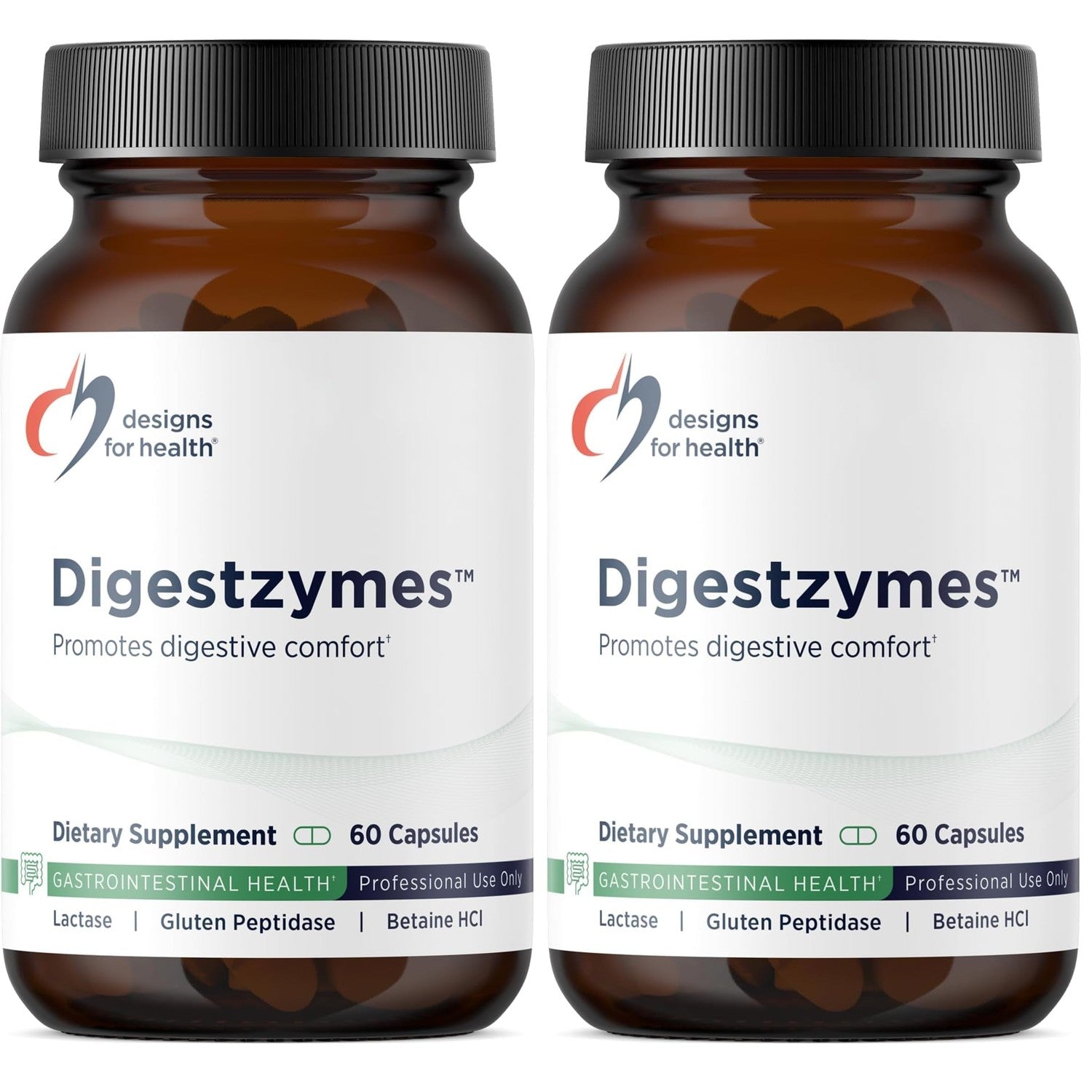 Designs for Health Digestzymes - Digestive Enzymes + Betaine Hydrochloride for Gas & Bloating Relief - Pepsin, Ox Bile, Lactase Enzyme & Lipase Enzymes for Digestion (60 Capsules)