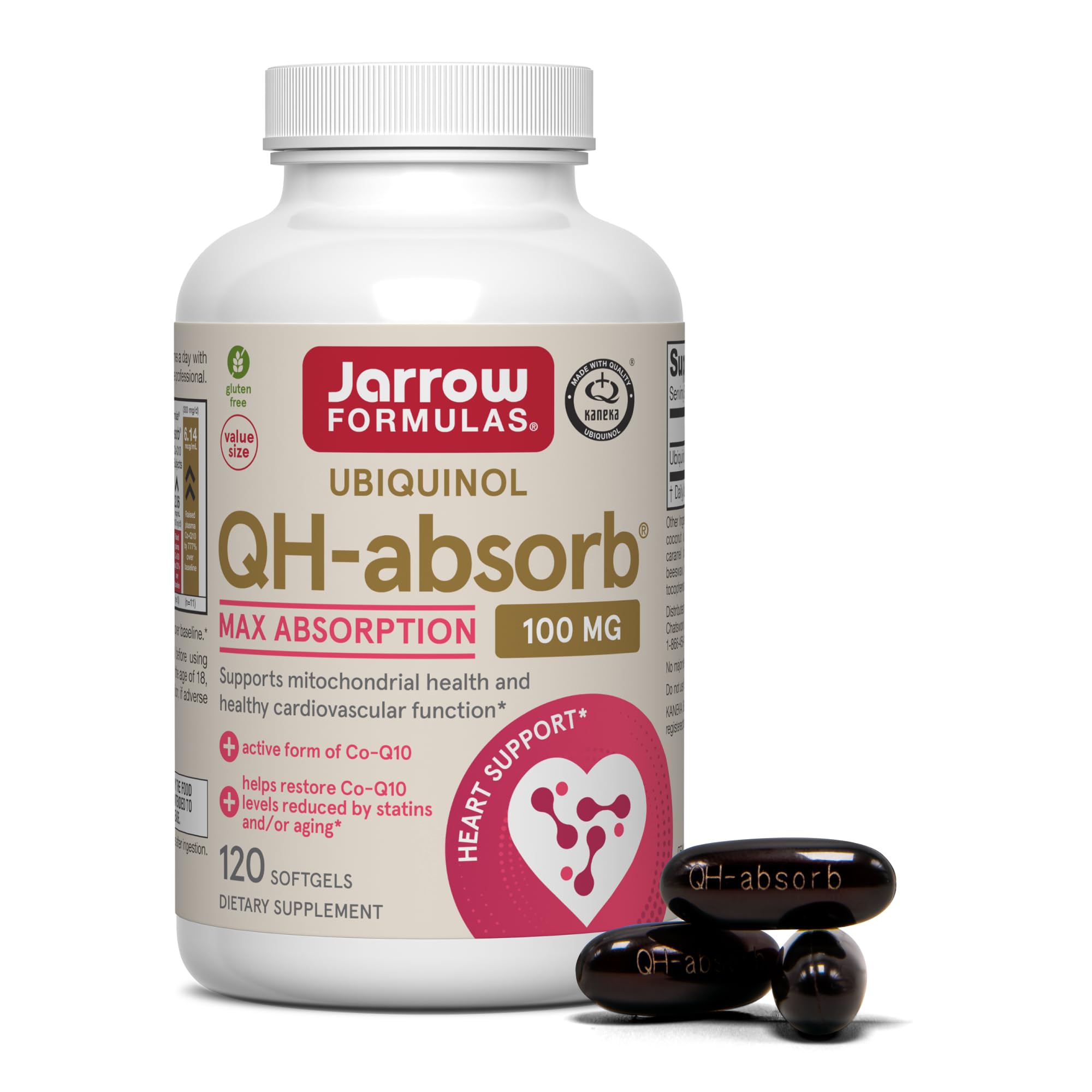 Jarrow QH-Absorb Ubiquinol 100mg CoQ10, Heart Health, 60 Softgels | High Absorption, Supports Mitochondrial Energy Production & Healthy Cardiovascular Function, Dietary Supplement