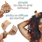 Set of 10 easy-to-use hair volume clips for curly hair, perfect for airdrying or diffusing, enhancing natural curls.