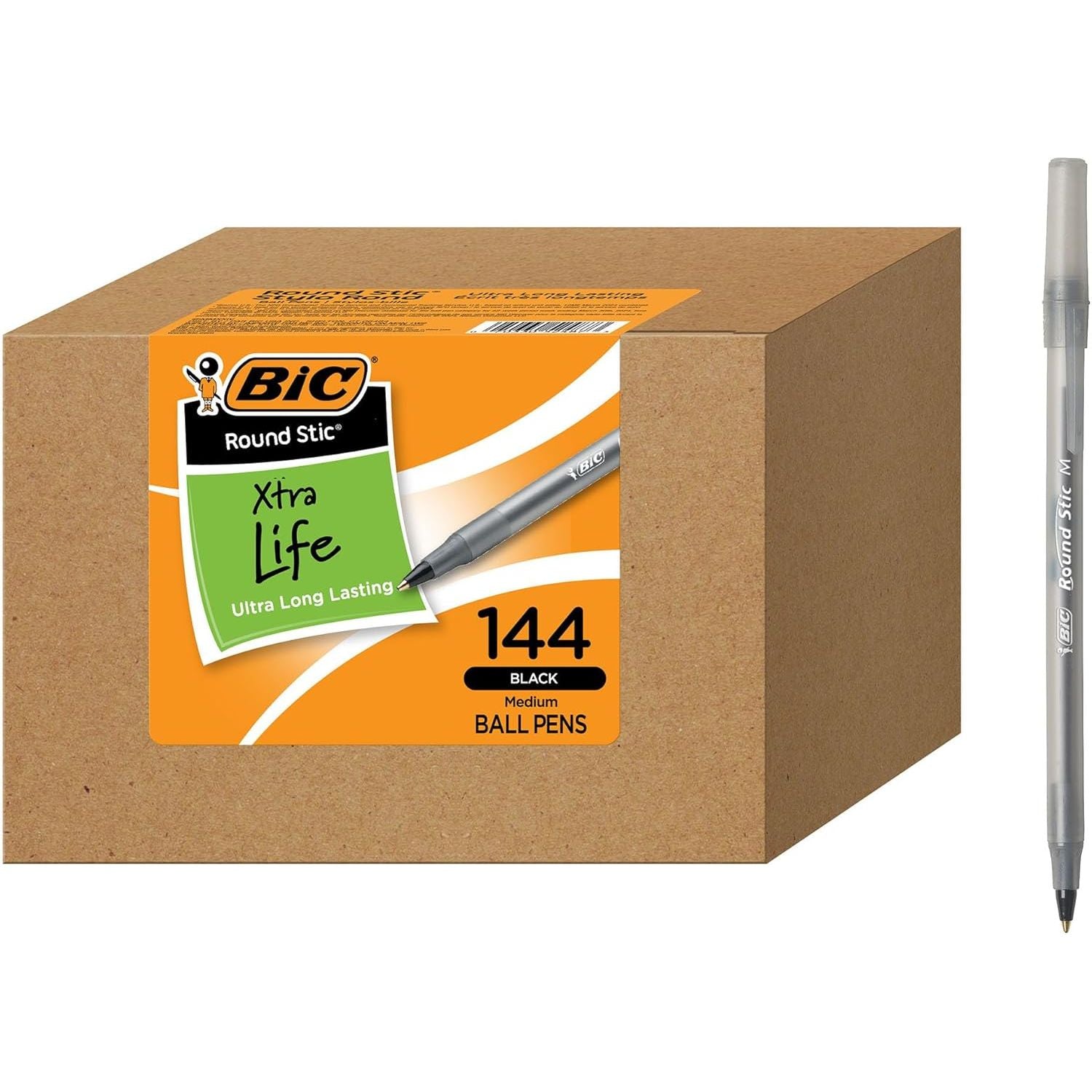 Buy now BIC Round Stic Xtra Life Ballpoint Pen, Ultra Long Lasting and Consistent Ink Flow, 60-Count in Black Ink 144 Count (Pack of 1) Black at indiglob india