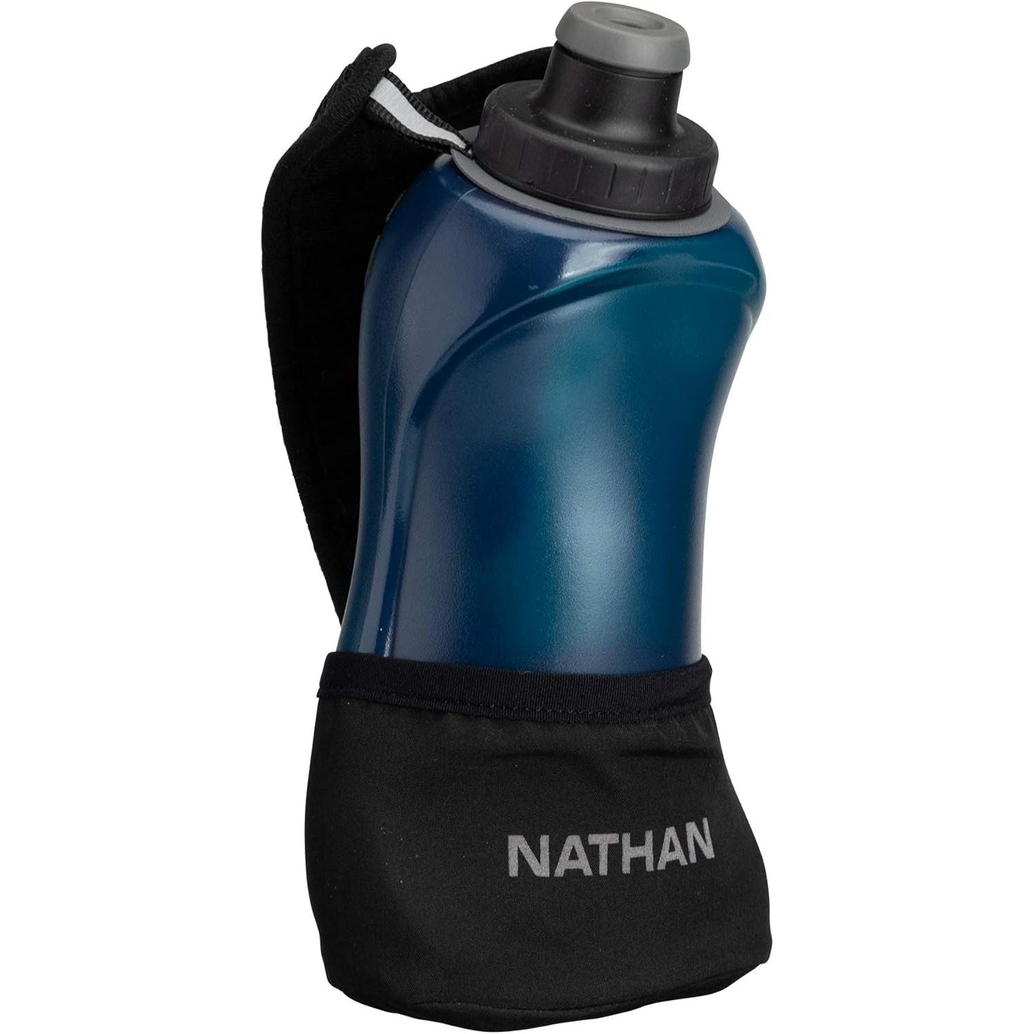 Buy now Nathan Running Handheld Water Bottle Adjustable No-Grip Quick Squeeze Lite Hand Strap. 12 oz Insulated Water Bottle. Reflective Hydration Black Marine Blue 18oz at indiglob india