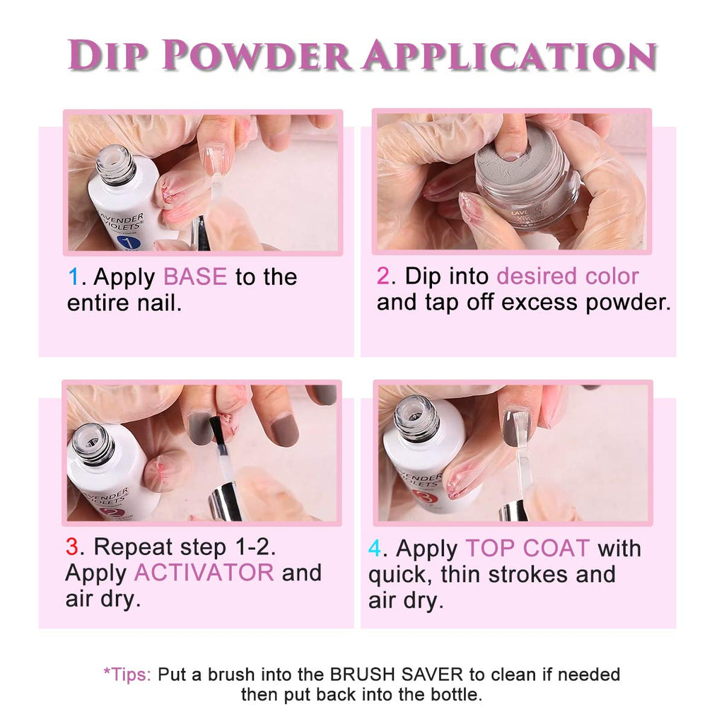 Buy now Lavender Violets Dip Powder Liquid Set with Activator, Base Top Coat and Brush Saver 0.5oz/Bot Nail File Necessary Tools for Dipping Powder Acrylic Manicure Pedicure J775 at indiglob india