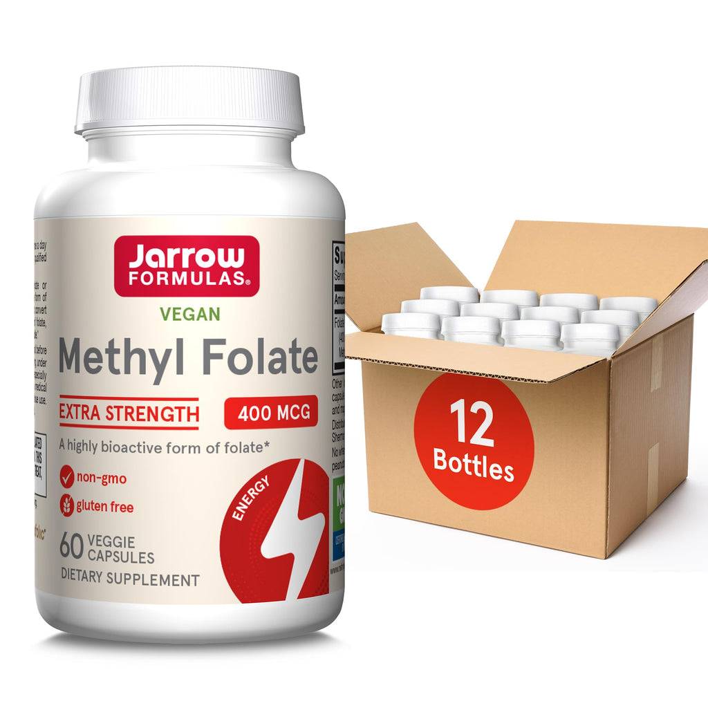 Jarrow Extra Strength Methyl Folate, Folate 400 mcg, 60 Capsules | Dietary Supplement for Cardiovascular and Neurologic Health Support, 60 Day Supply