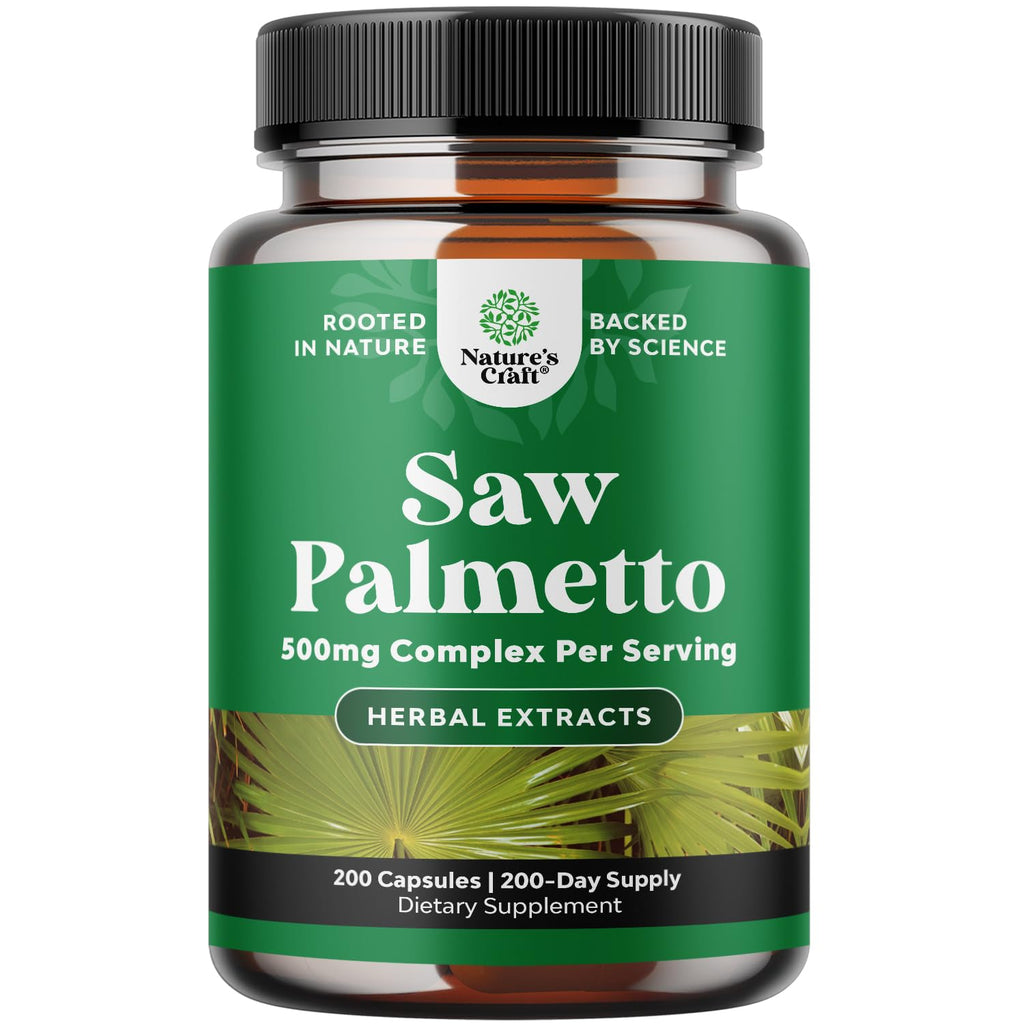 Saw Palmetto for Men Prostate Support - 500mg per Serving - 100 Capsules | Prostate Health Supplement for Men - Herbal Supplement for Urinary Support - Healthy Hair Support - Non-GMO - 100 Servings