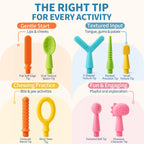 KidBloom Oral Motor Kit with 9 Textured Silicone Tips, 3-Mode Vibrating Teether, Autism Sensory Products, Speech Therapy Materials for Feeding Support, SPD