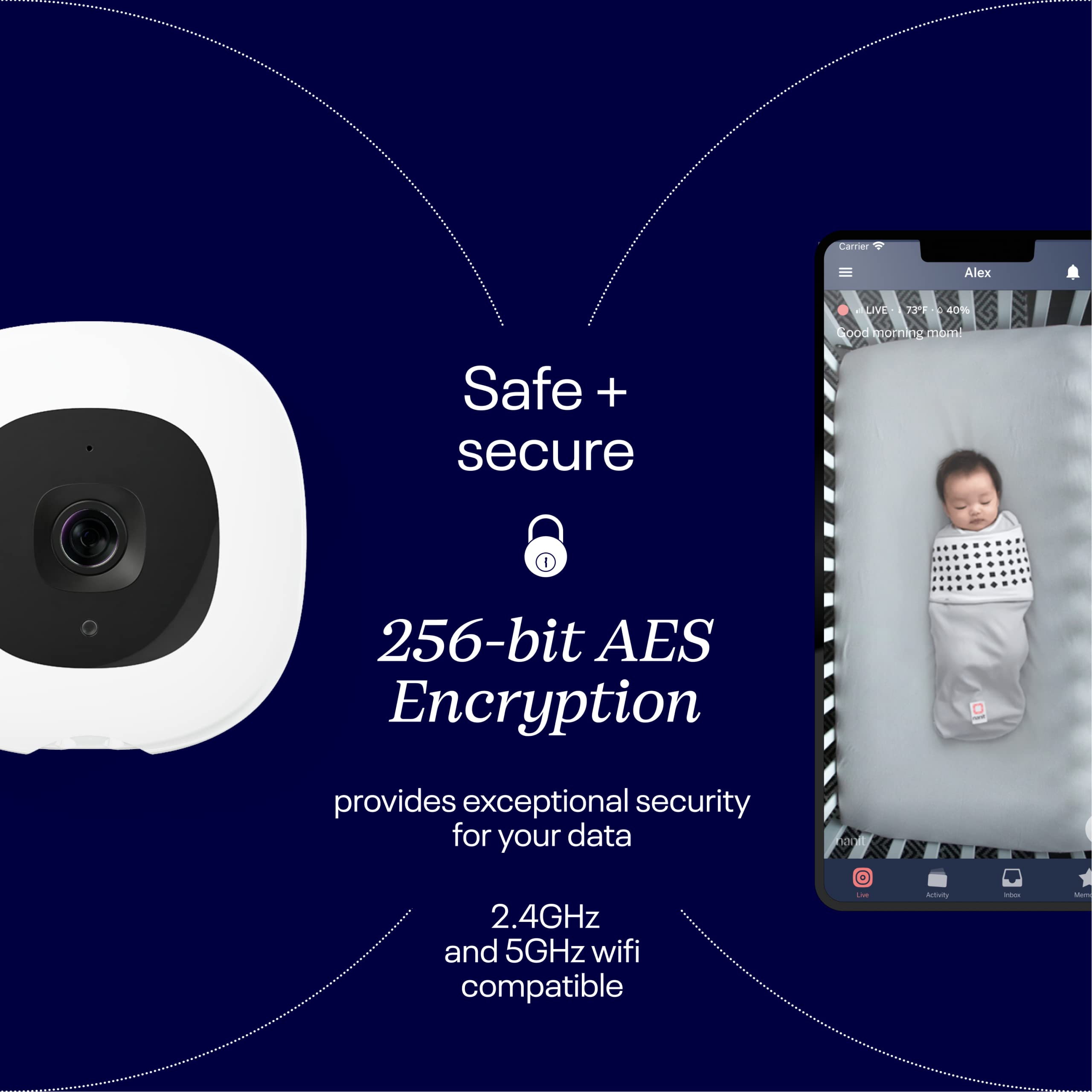 Buy now Nanit Pro Smart Baby Monitor & Wall Mount - 1080p Secure Wi-Fi Video Camera, Sensor-Free Sleep & Breathing Motion Tracker, 2-Way Audio, Sound & Motion Alerts, Night Vision, and Breathing Band - Black at indiglob india