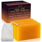 Buy now VALITIC Kojic Acid Dark Spot Remover Soap Bars with Vitamin C, Retinol, Collagen, Turmeric - Original Japanese Complex Infused Hyaluronic Acid, E, Shea Butter, Castile Olive Oil (4 Pack) at indiglob india
