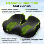AUVON Ergonomic Donut Pillow Seat Cushion for Hemorrhoid & Tailbone Pain Relief, Thick Memory Foam Chair Cushion with Firm Support for Coccyx, Sciatica, Pressure Sores, Pregnancy, Postpartum Recovery