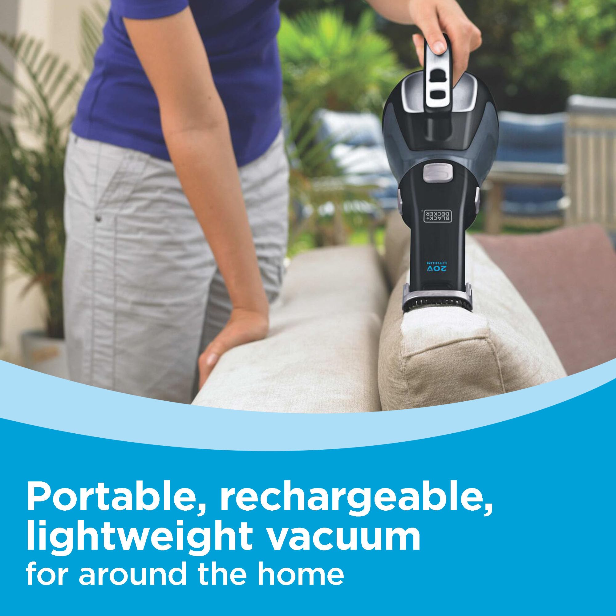 Buy now BLACK+DECKER dustbuster 20V Hand Vacuum Cordless Rechargeable, Car Vacuum Portable, Powerful Suction AdvancedClean Hand Vac with Extendible Crevice Tool, Flip-Up Brush and Charging Base (BDH2000L) at indiglob india