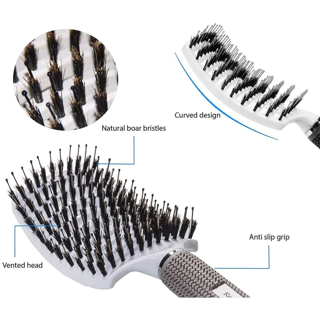 Buy now Boar Bristle Hair Brush set â€“ Curved and Vented for Wet and Dry Detangling Hair Brush for Women Long, Thick, Thin, Curly & Tangled Hair Vent Brush - Stocking Stuffers Gift kit at indiglob india