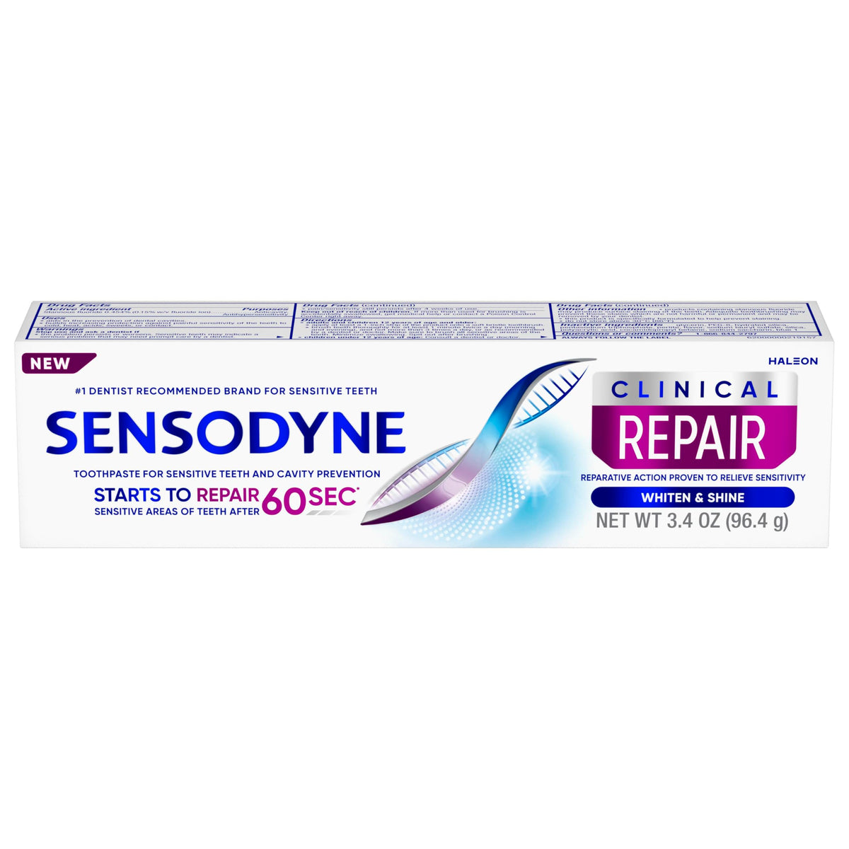 Sensodyne Clinical Repair Whiten & Shine Toothpaste, 3.4 oz (3 Pack)