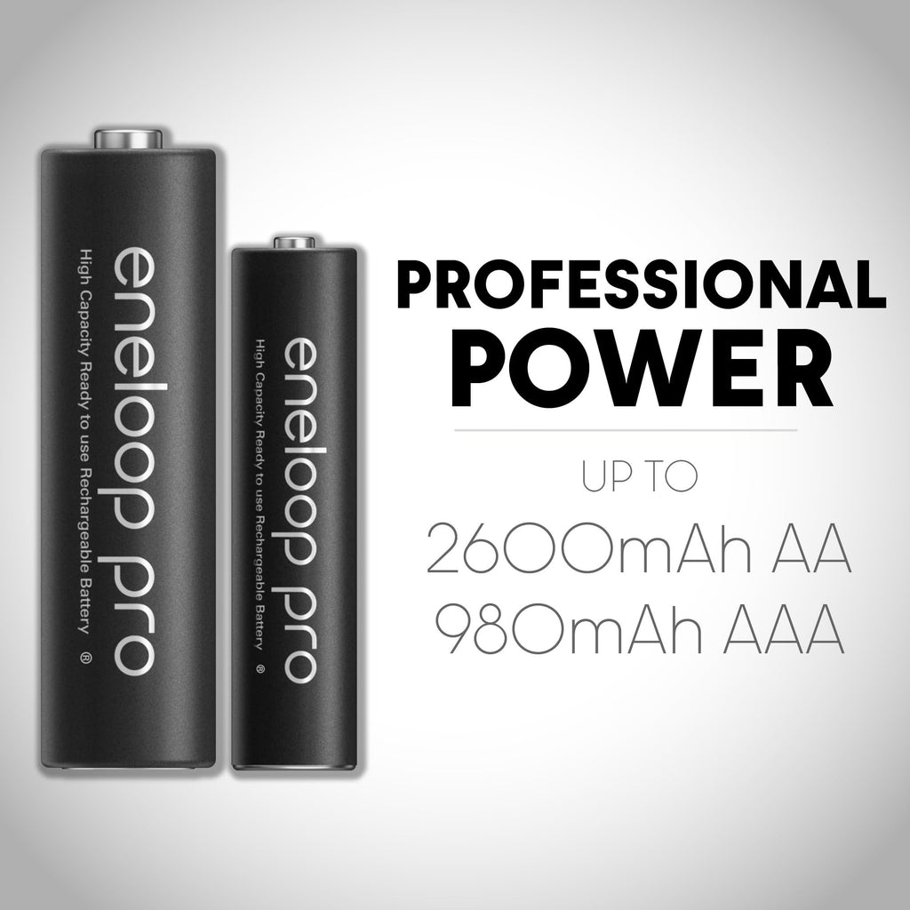Panasonic BK-3HCCA4BA eneloop pro AA High-Capacity Ni-MH Pre-Charged Rechargeable Batteries, 4-Battery Pack