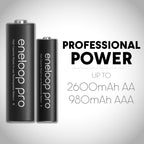 Panasonic BK-3HCCA4BA eneloop pro AA High-Capacity Ni-MH Pre-Charged Rechargeable Batteries, 4-Battery Pack
