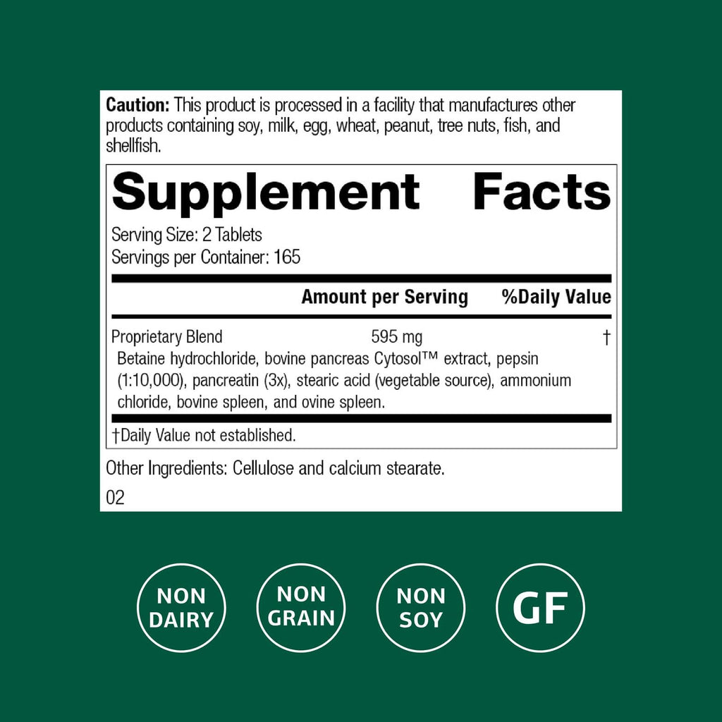Standard Process Zypan, Digestive Health Enzyme Supplement, 330 Tablets | Digestive Health Support Supplement, HCI with Pancreatin, Betaine Hydrochloride and Pepsin, Macronutrient Digestion