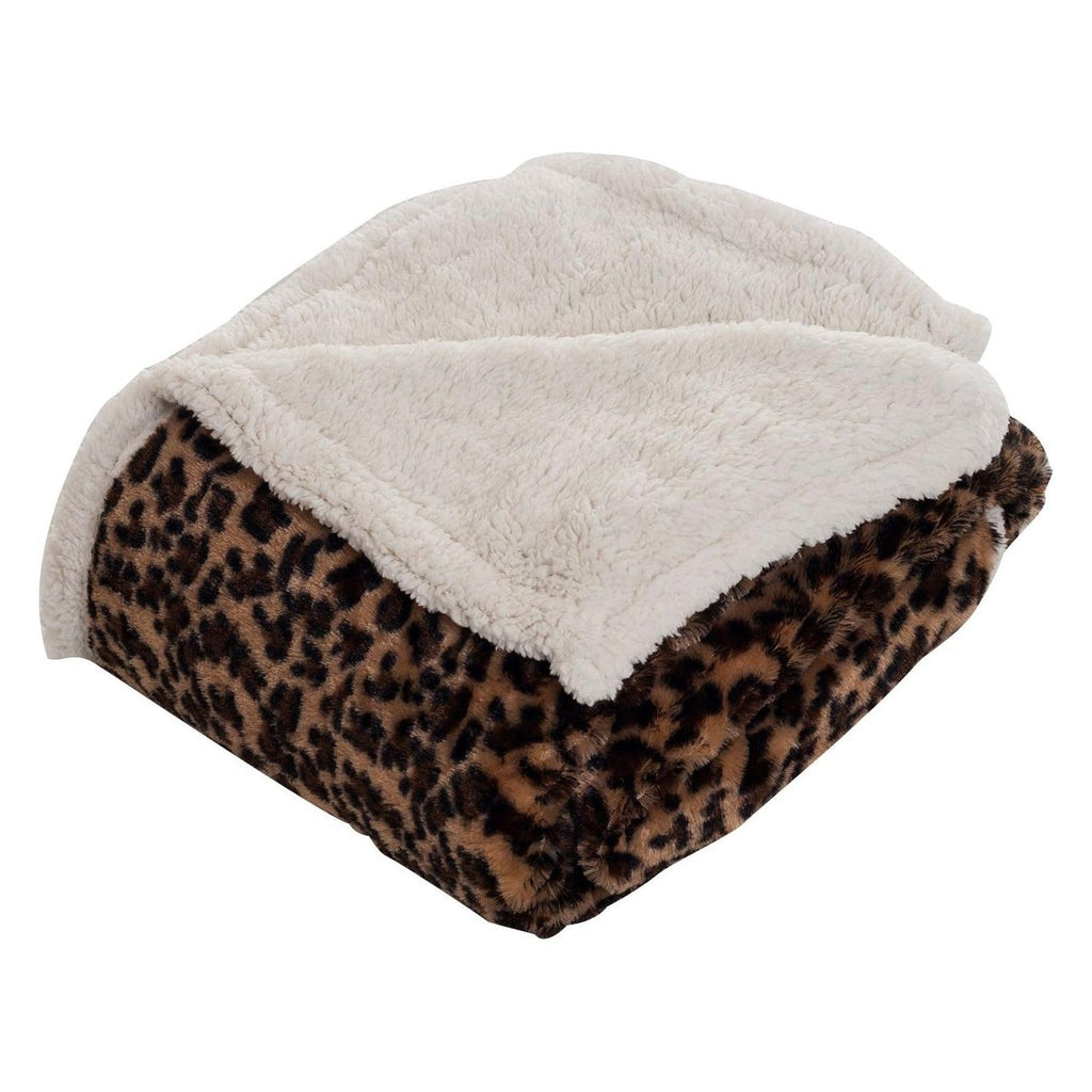 Buy now Sherpa Fleece Throw Blanket - 50x60-Inch Machine-Washable Reversible Throw - Fluffy Blankets for Couch, Chair, or Bed by Lavish Home (Leopard) at indiglob india