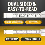 Perfect Measuring Tape - Premium Retractable Tailor’s Tape Measure & Crafters Tape – 80″ / 2m - Pocket Sized Fractional Inch & Metric Tape Measure for Fabric, Body, and Sewing Measurements
