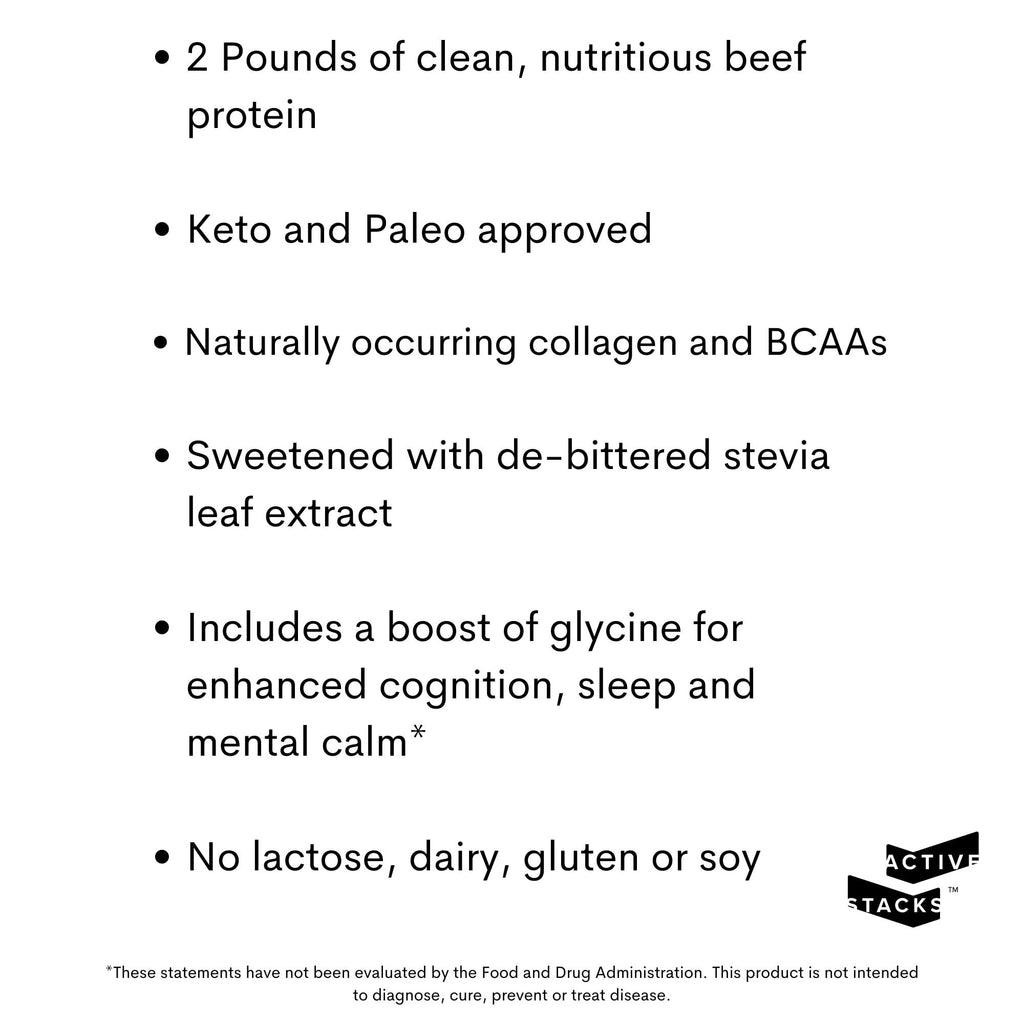 Beef Protein Powder, Chocolate - Dairy Free, 22g Protein, Just 4 Ingredients - Hydrolyzed Beef Isolate for Keto, Paleo & Carnivore Diets - 28 Servings, 2 lb