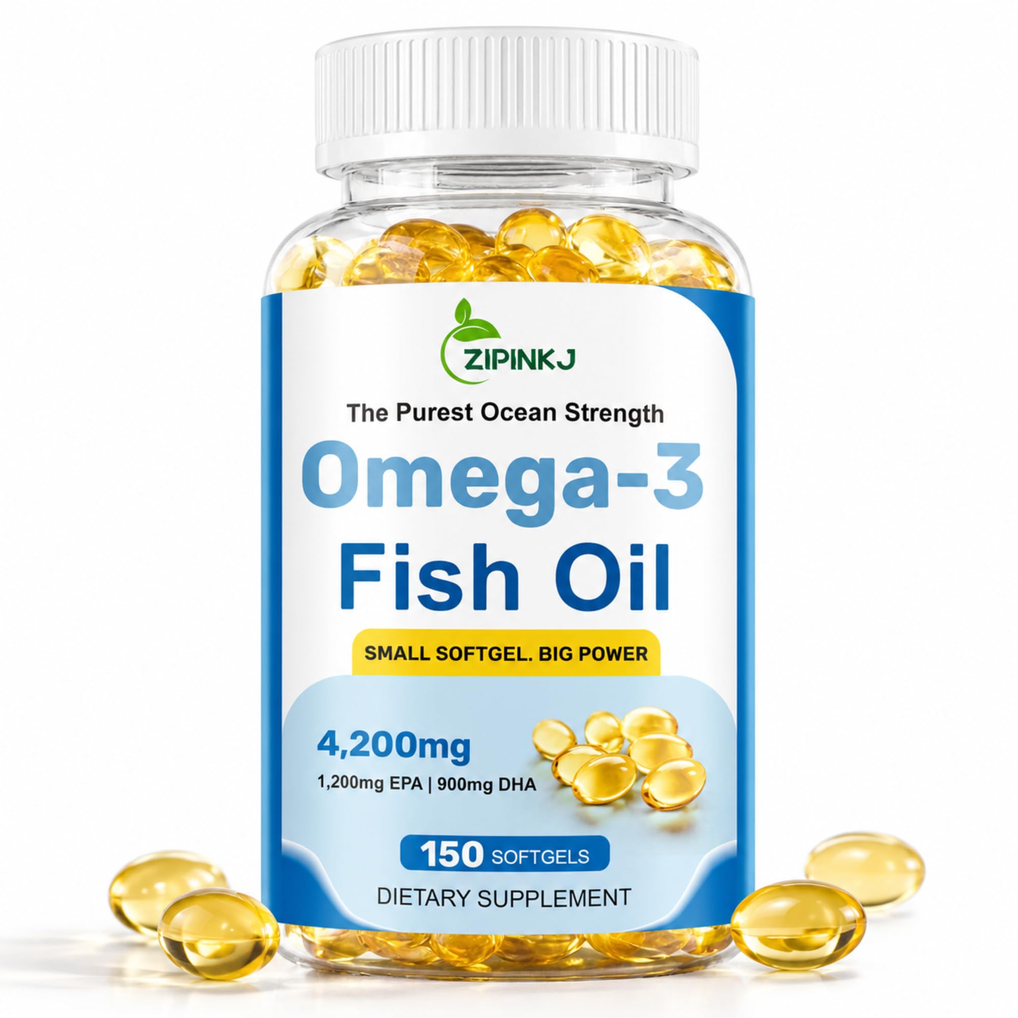 Omega-3 Fish Oil Supplements 4200mg, Burpless Mini Softgels, Wild-Caught | Triple Strength, High Purity EPA & DHA for Brain, Heart & Eye Health, Non-GMO, Third-Party Tested | 150 Softgels