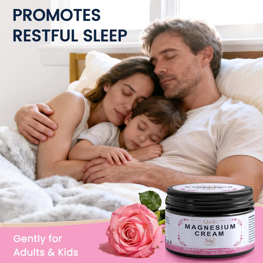 Magnesium Lotion, Magnesium Cream for Sleep, Pain & Leg Cramps, Topical Magnesium Chloride Cream for Muscle Relaxation, Calming, Moisturizing - Skin-Friendly & Safe for Kids | 5OZ (Rose)