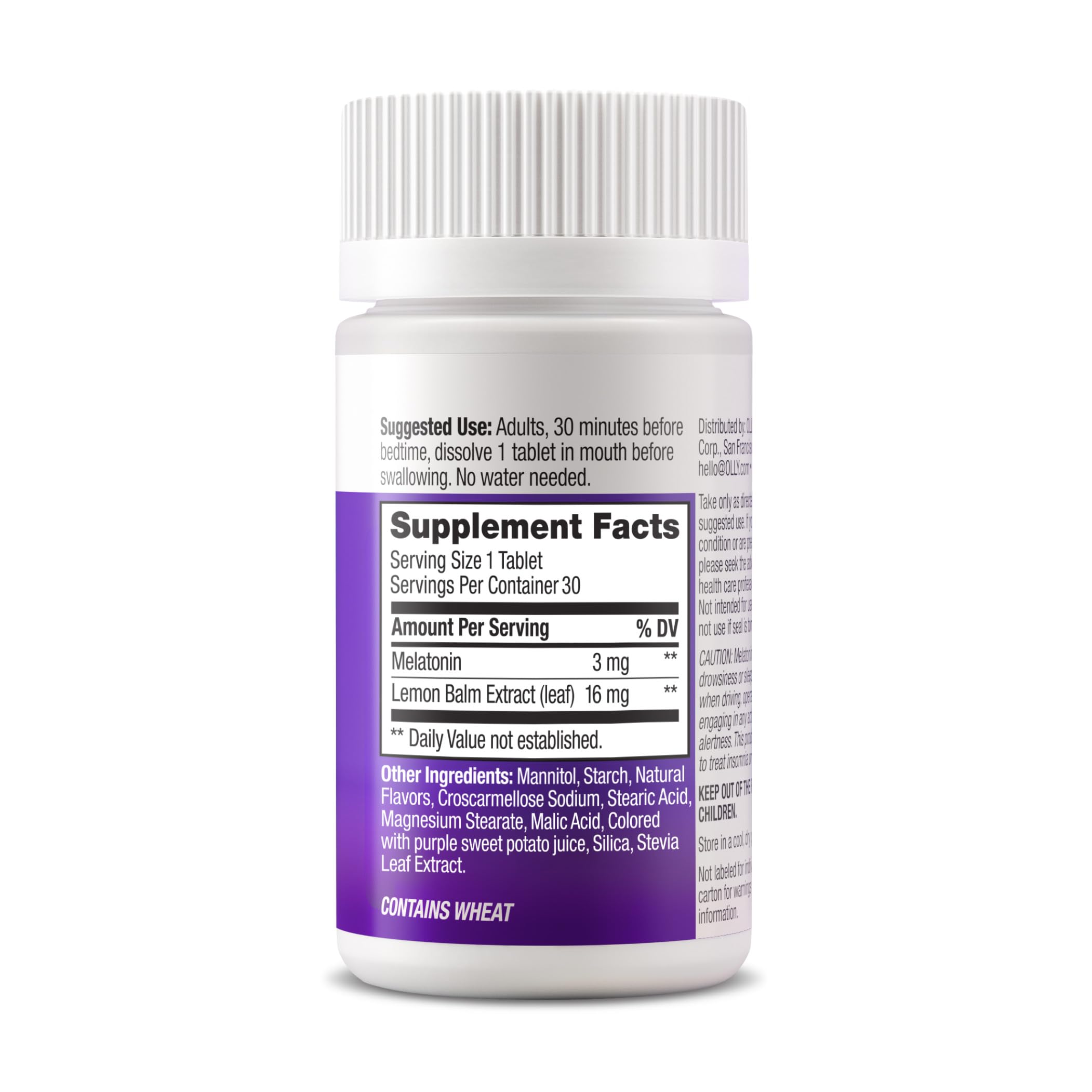 OLLY Sleep Fast Dissolves, 3mg Melatonin, Lemon Balm- 30 Count